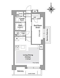 コンフォリア・リヴ文京護国寺 1LDKの間取図画像