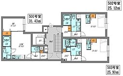 ルオーレ文京本駒込 5階1LDKの間取り