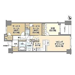 ミッドガーデン赤坂氷川 2階1SLDKの間取り