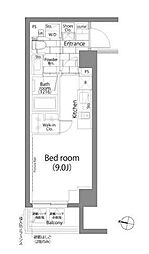 パークハビオ日本橋蛎殻町 401 4階ワンルームの間取り