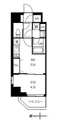 グランジット蔵前 6階1DKの間取り