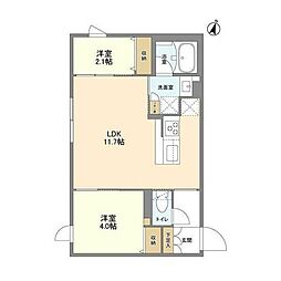 ウェルスクエア駒場東大前 3階2LDKの間取り
