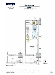 プラウドフラット両国サウス 6階1Kの間取り