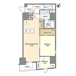 リージア日本橋小伝馬町 10階2LDKの間取り