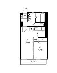 フレア雪谷 302 3階1DKの間取り