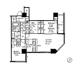 MFPR目黒タワー 2SLDKの間取図画像