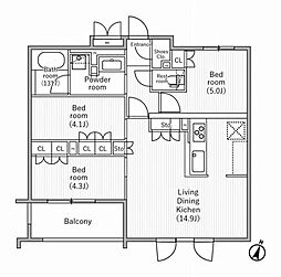 ニド桜丘 3LDKの間取図画像