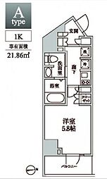レジディア中延2 1Kの間取図画像