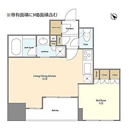 クレストコート日本橋人形町 1LDKの間取図画像