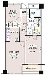 目黒本町パーク・ホームズ 2LDKの間取図画像