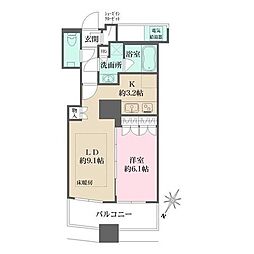 ザ・パークハウス西新宿タワー60 1LDKの間取図画像