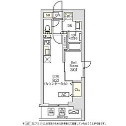 コスモグラシア新宿西早稲田 1LDKの間取図画像