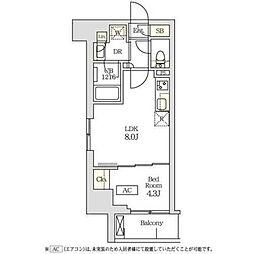 コスモグラシア新宿西早稲田 1LDKの間取図画像