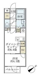 新宿区早稲田鶴巻町マンション 1DKの間取図画像