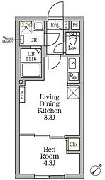 アグライア新宿横寺町 1LDKの間取図画像