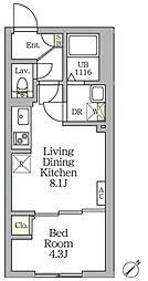 アグライア新宿横寺町 1LDKの間取図画像