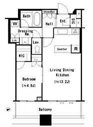 芝浦アイランドグローヴタワー 1LDKの間取図画像