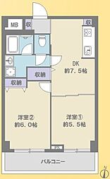 ドルミ錦糸町長谷川ビル 2DKの間取図画像