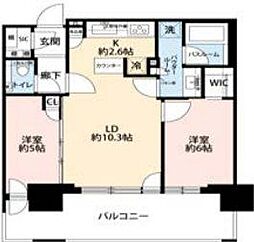 品川イーストシティタワー 2LDKの間取図画像