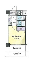 プレール・ドゥーク新宿 1Kの間取図画像
