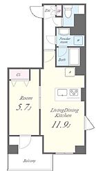 新宿区左門町マンション 1LDKの間取図画像