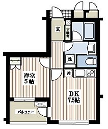 エクセレント世田谷砧 1DKの間取図画像
