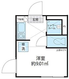 ShantiCasa四谷若葉 ワンルームの間取図画像