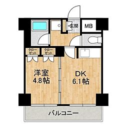 モアリッシェルつくば高野台II 4階1DKの間取り
