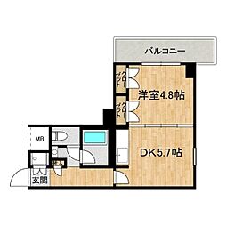 モアリッシェルつくば高野台II 406 4階1DKの間取り