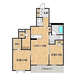 ニッシン 2LDKの間取図画像
