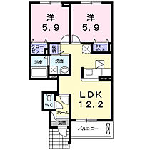 グロワール　Ｄ  ｜ 和歌山県和歌山市有本（賃貸アパート2LDK・1階・54.08㎡） その2