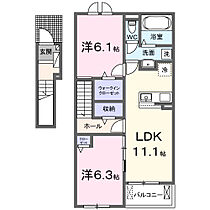 ブルースカイII  ｜ 和歌山県岩出市森（賃貸アパート2LDK・2階・58.60㎡） その2