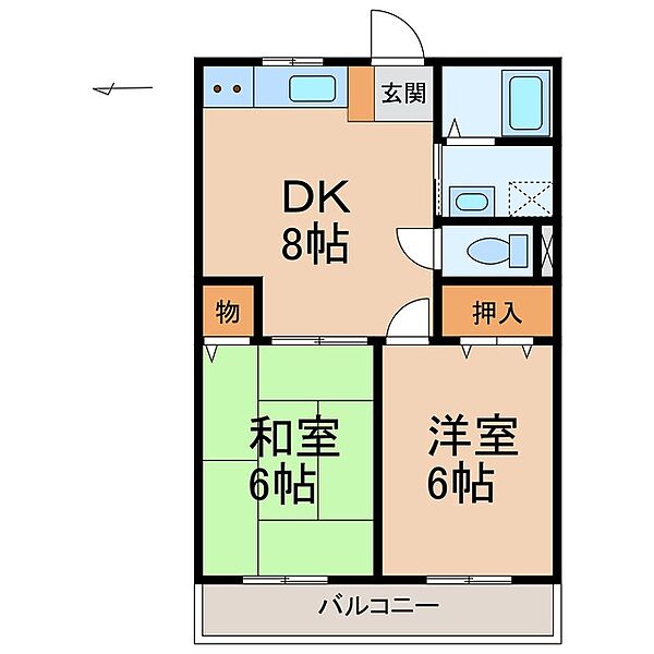 和歌山県和歌山市有家(賃貸アパート2DK・1階・43.74㎡)の写真 その2