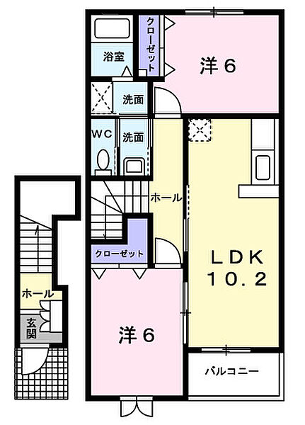 和歌山県橋本市原田(賃貸アパート2LDK・2階・57.02㎡)の写真 その2