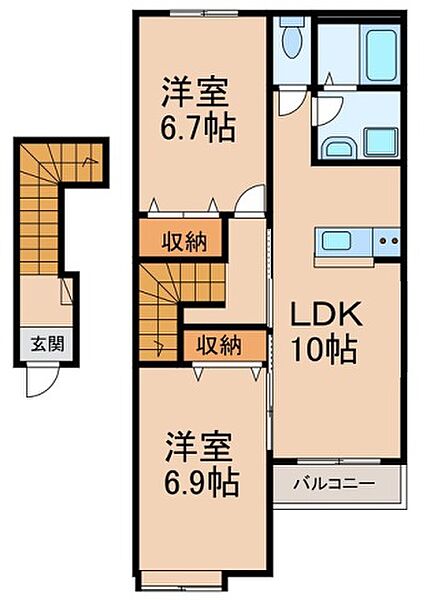和歌山県和歌山市本脇(賃貸アパート2LDK・2階・56.76㎡)の写真 その2