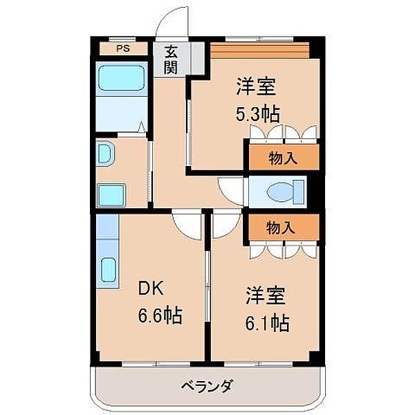 和歌山県和歌山市坂田(賃貸アパート2DK・2階・45.63㎡)の写真 その2