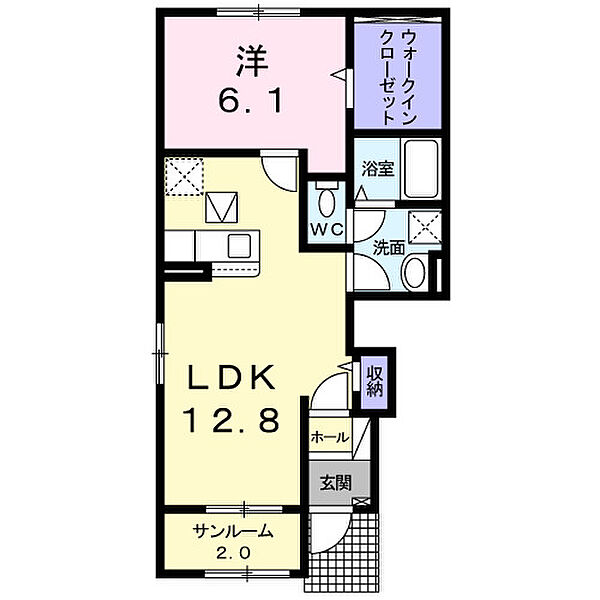 和歌山県和歌山市鳴神(賃貸アパート1LDK・1階・50.08㎡)の写真 その2