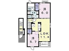 和歌山県和歌山市加納（賃貸アパート2LDK・2階・56.68㎡） その2