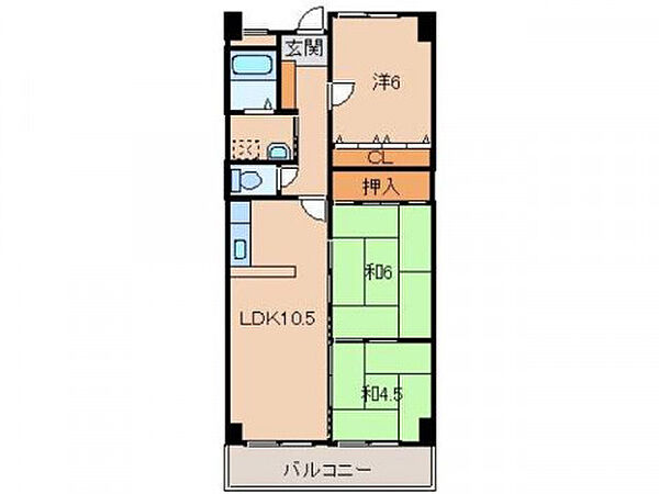 サンロイヤル小雑賀 ｜和歌山県和歌山市小雑賀(賃貸マンション3LDK・5階・61.56㎡)の写真 その2