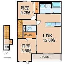 ピア・シティー東家  ｜ 和歌山県橋本市東家1丁目（賃貸アパート2LDK・2階・57.59㎡） その2