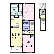 メゾンルミネ 隅田III  ｜ 和歌山県橋本市隅田町中島（賃貸アパート2LDK・2階・58.60㎡） その2