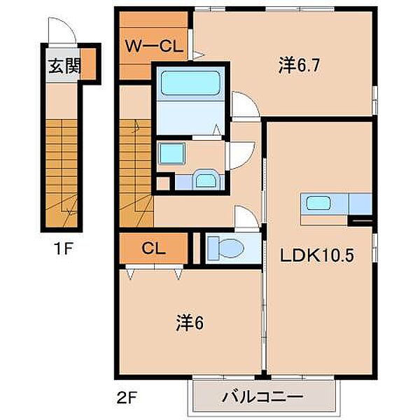 トゥインクルなごみ ｜和歌山県和歌山市井辺(賃貸アパート2LDK・2階・63.21㎡)の写真 その2