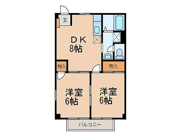 ニューシティＭＯＲＩ I ｜和歌山県岩出市中迫(賃貸アパート2DK・2階・44.71㎡)の写真 その2