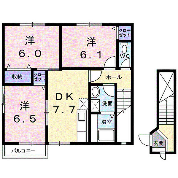 モンテフィールドII ｜和歌山県和歌山市松島(賃貸アパート3DK・2階・63.65㎡)の写真 その2