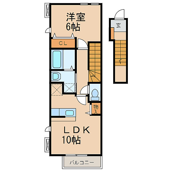 セイバリーＥ ｜和歌山県和歌山市加納(賃貸アパート1LDK・2階・42.37㎡)の写真 その2