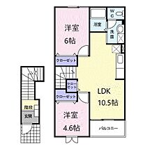 和歌山県橋本市野（賃貸アパート2LDK・2階・51.67㎡） その2