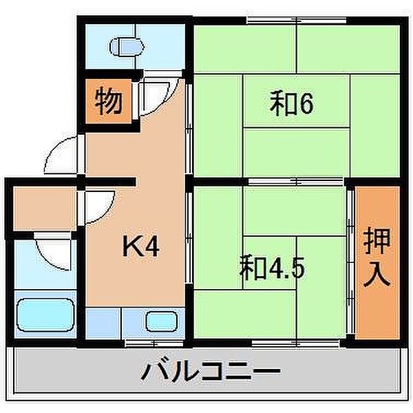 美恵マンション ｜和歌山県橋本市古佐田3丁目(賃貸マンション2K・3階・32.80㎡)の写真 その2