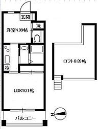 サンガーデン光 1LDKの間取図画像