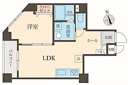 アルベリ代々木公園 1LDKの間取図画像