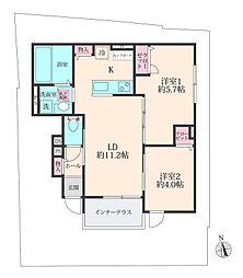 フローラアサヒ 2LDKの間取図画像